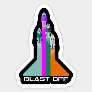 Blastoff Rocketships Design Sticker